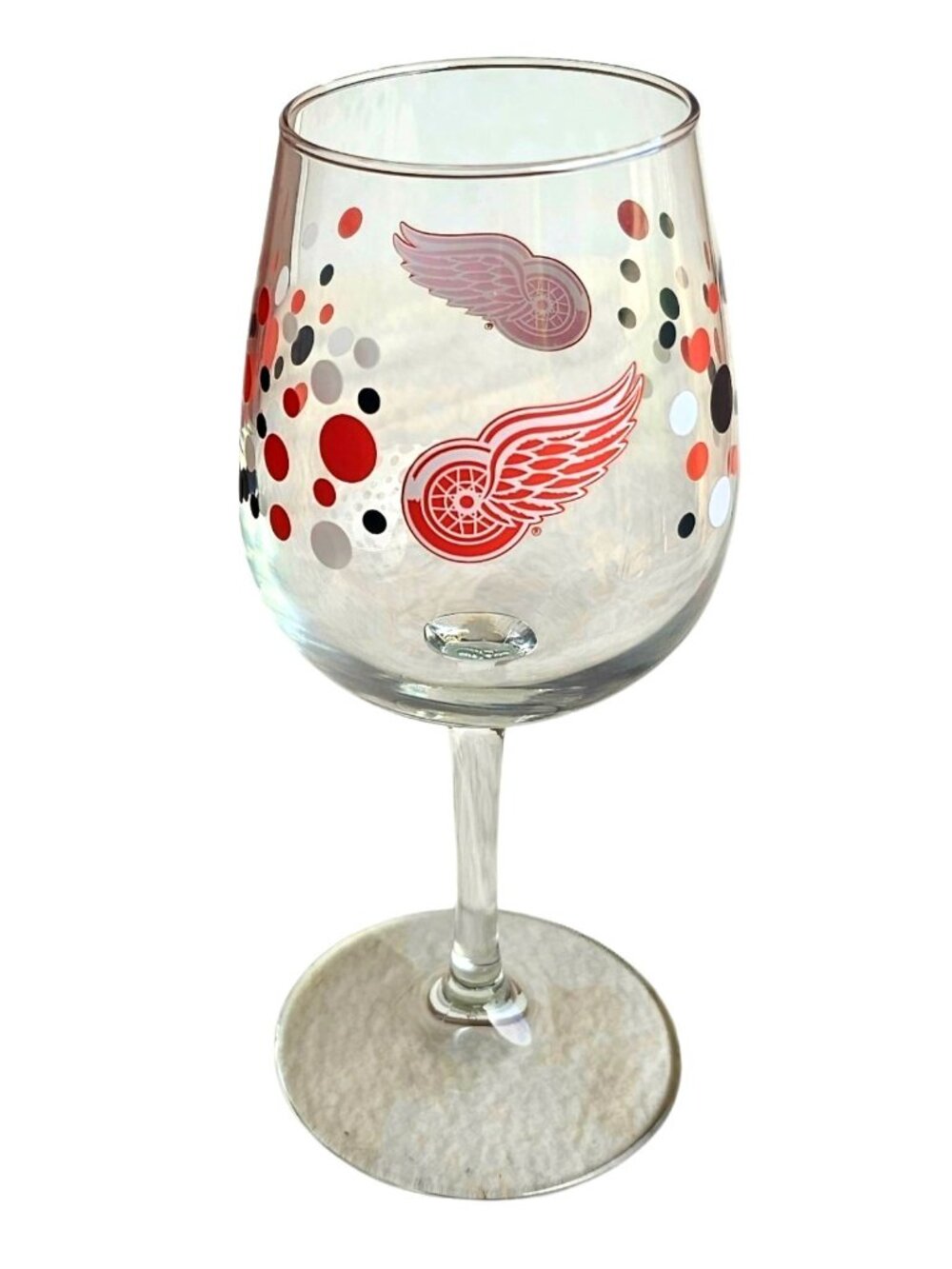 Detroit Red Wings Polka Dot Wine Glass 12oz NHL New